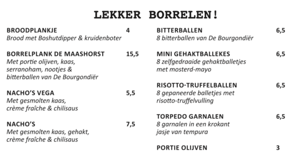menukaart de boshut